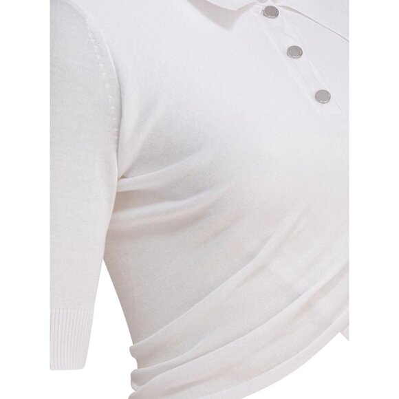 Max Mara Sportmax Cropped Short-Sleeved Polo Shirt tag size M Women - Picture 4 of 4